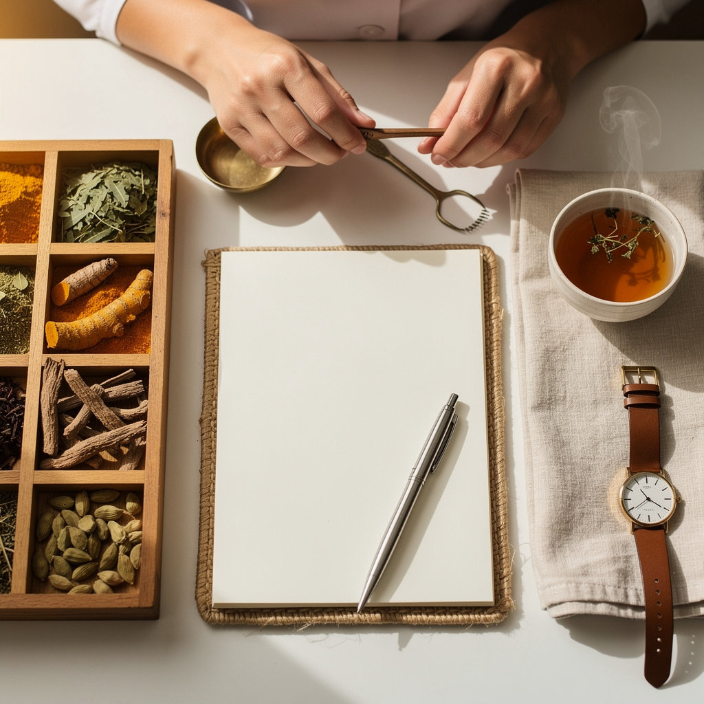 Dr. Asha Yesudas conducting Ayurvedic consultation with patient in London wellness practice